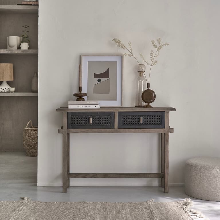 console commode haute étroite bois recyclé