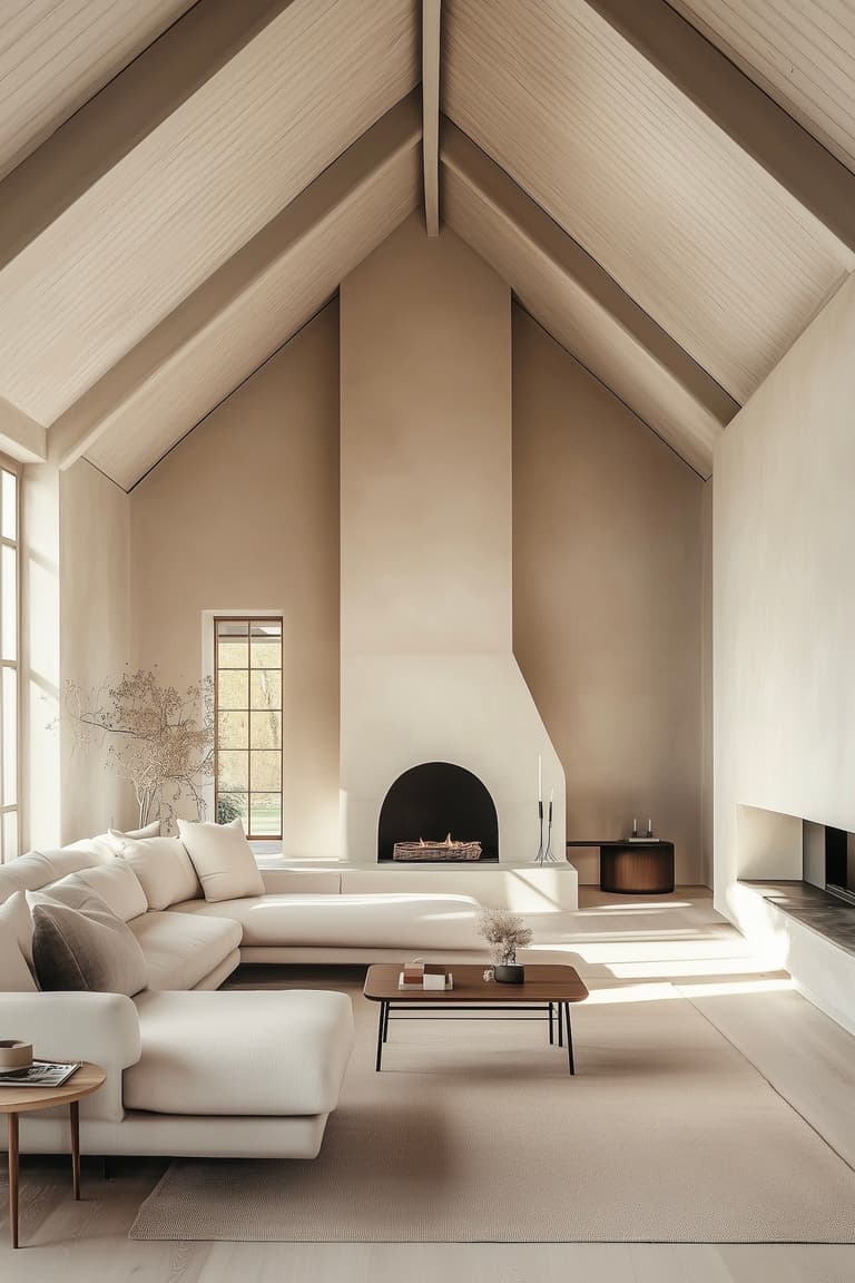 décoration plafond cathédrale chalet moderne bois beige