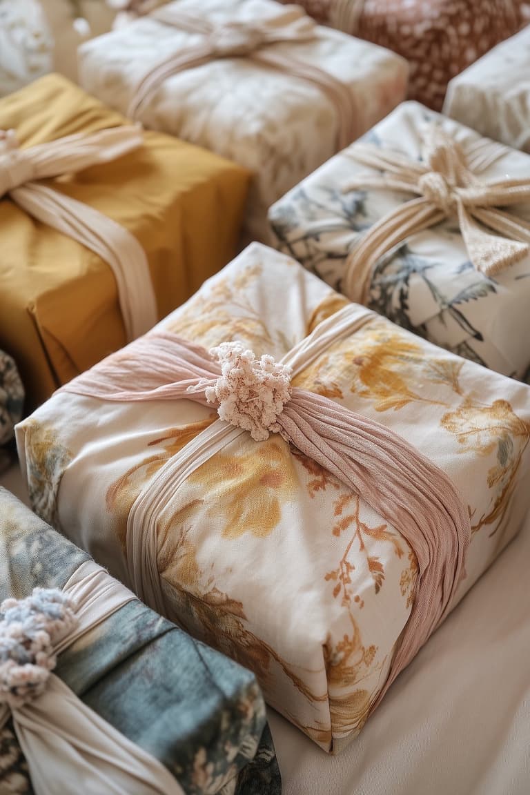emballage cadeau tissu fleuri - blog déco