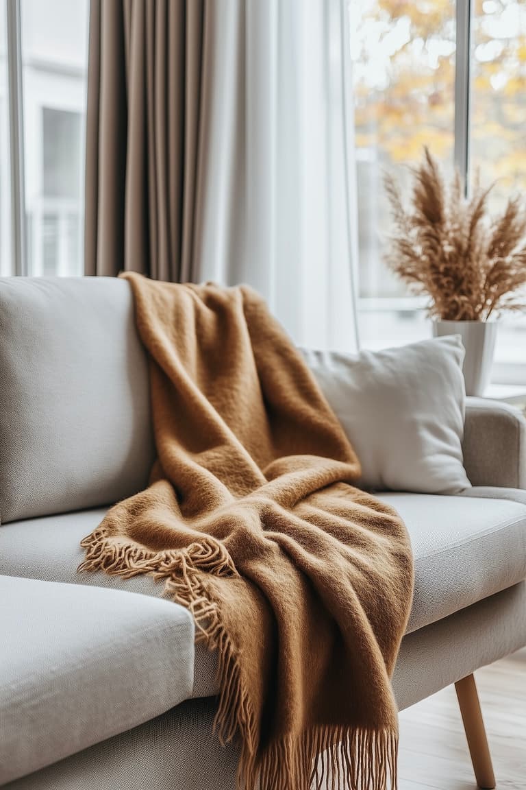 couverture laine cuivre cognac laine merinos