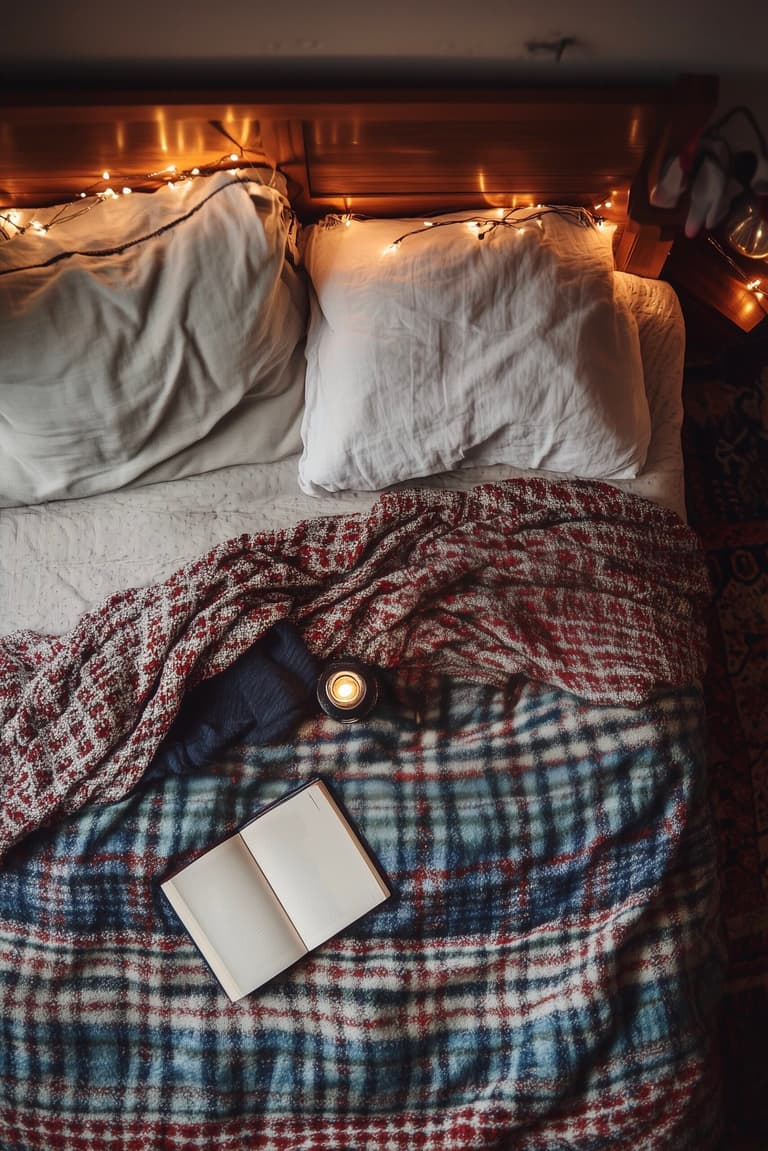 aménagement chambre lit ado guirlande cosy
