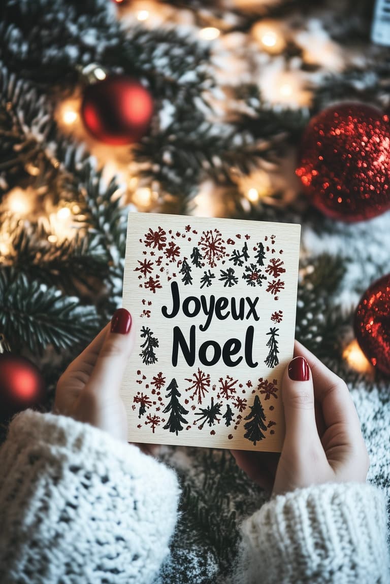 flat lay ambiance décembre sapin gros pull