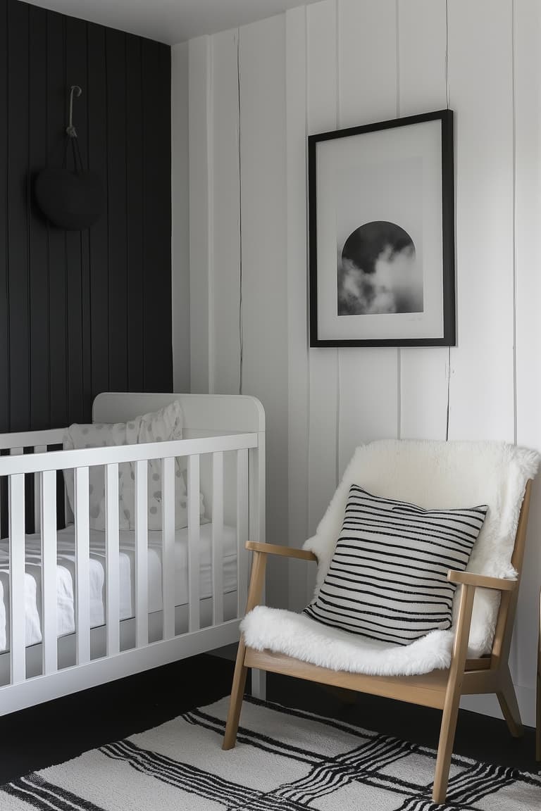 chambre bébé coin repos monochrome