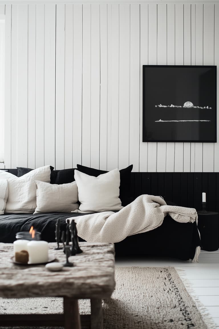 déco salon noir blanc campagne chic slow life