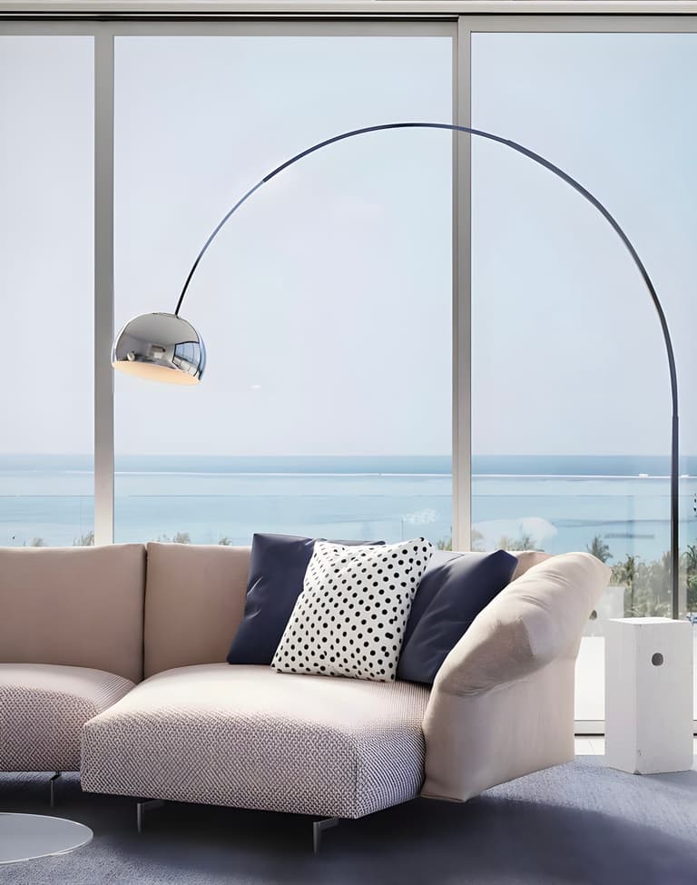 lampadaire liseuse socle béton arc design aluminium