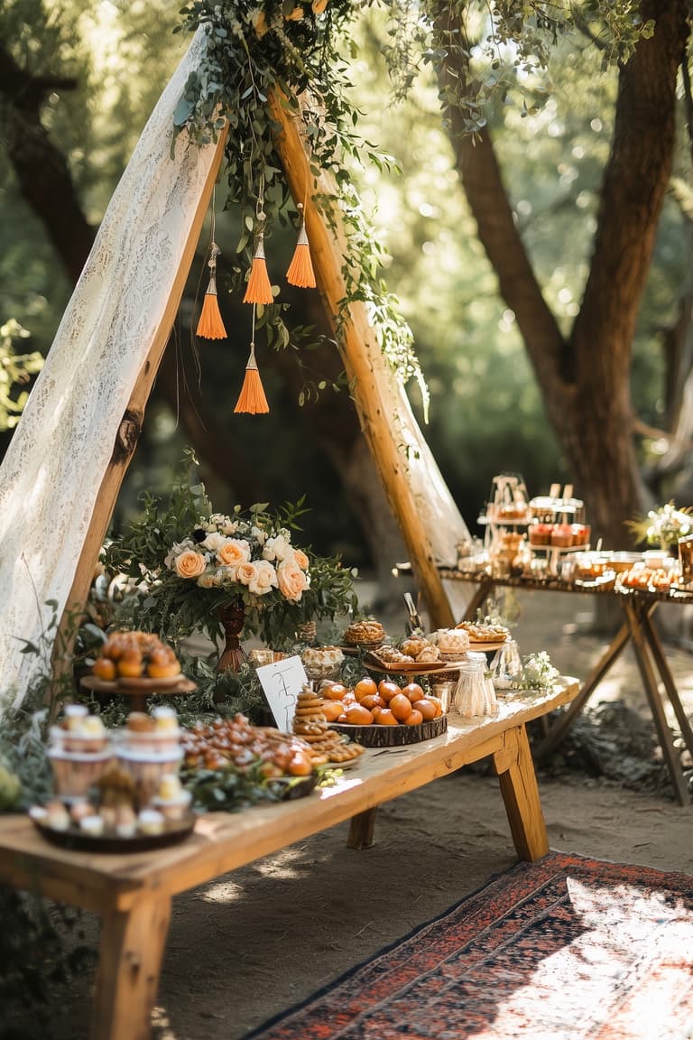déco mariage bohème faire soi-même buffet dessert
