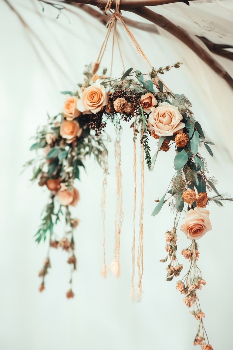 déco mariage bohème faire soi-même suspension florale