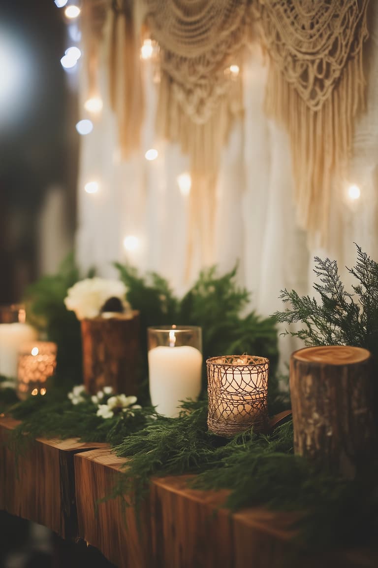 fête hivernale décoration bougie bois sapin thème nature