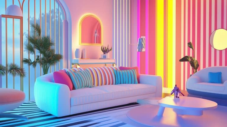 salon style pop déco fluo neo moderne