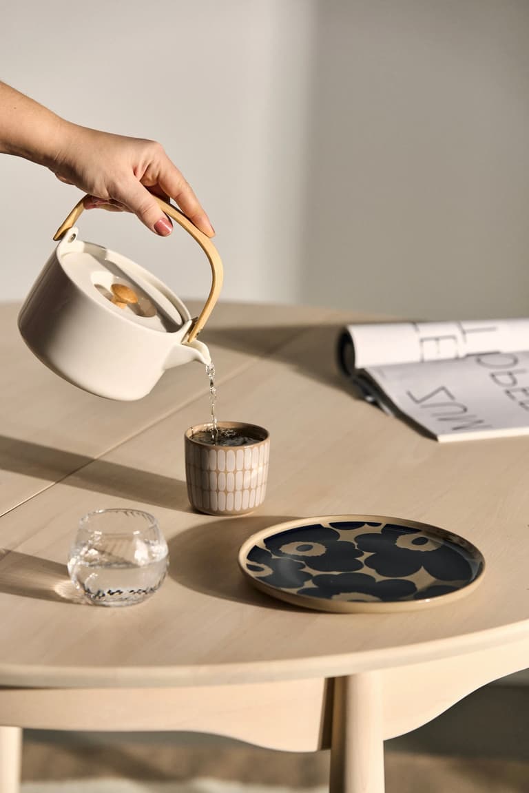 théière japandi bambou céramique blanche