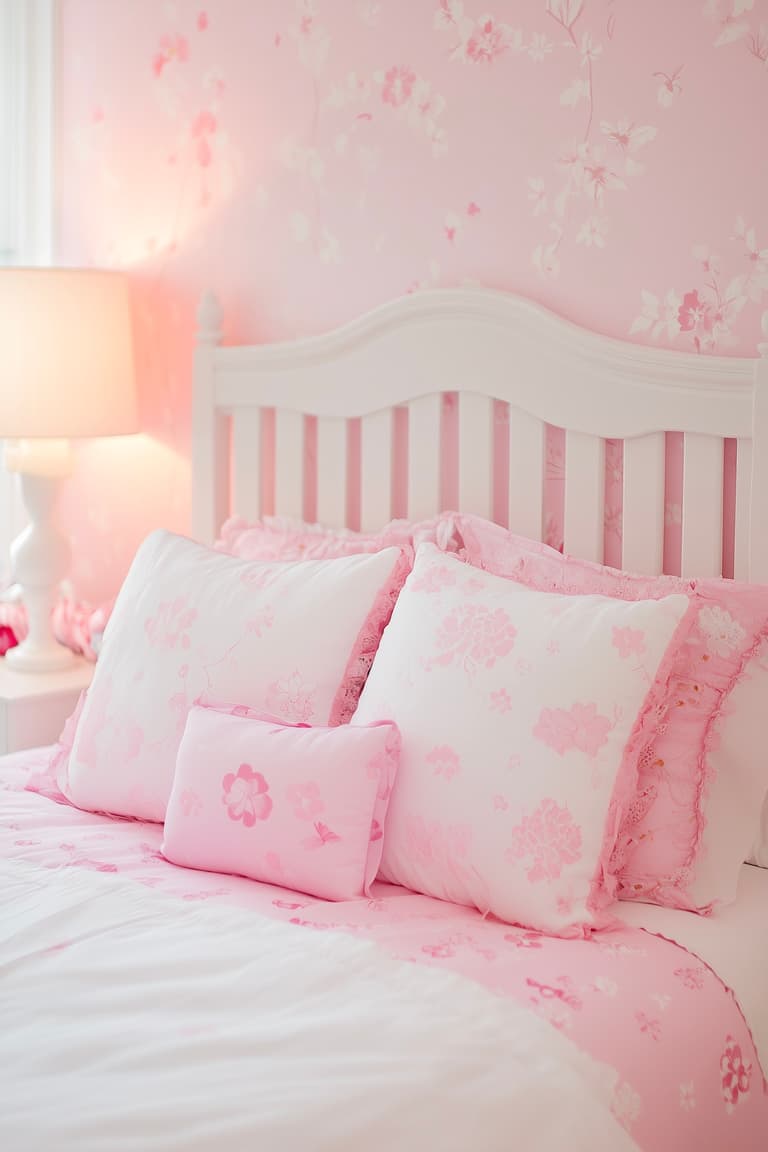 Idée déco chambre kawaii rose papier peint