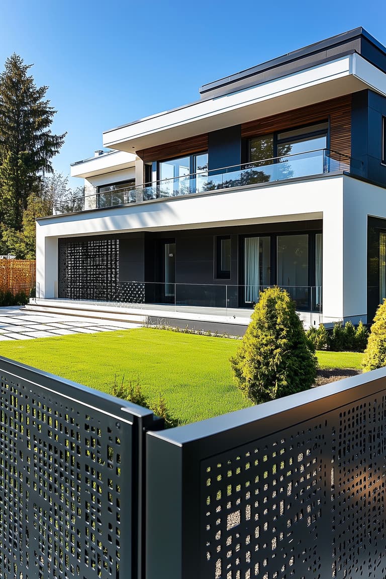 clôturer jardin barrière métallique ajourée design