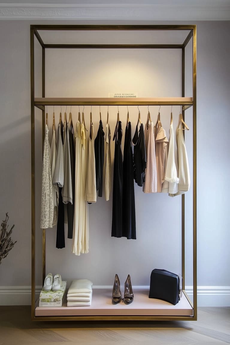 idée présentation portant doré métal boutique luxe