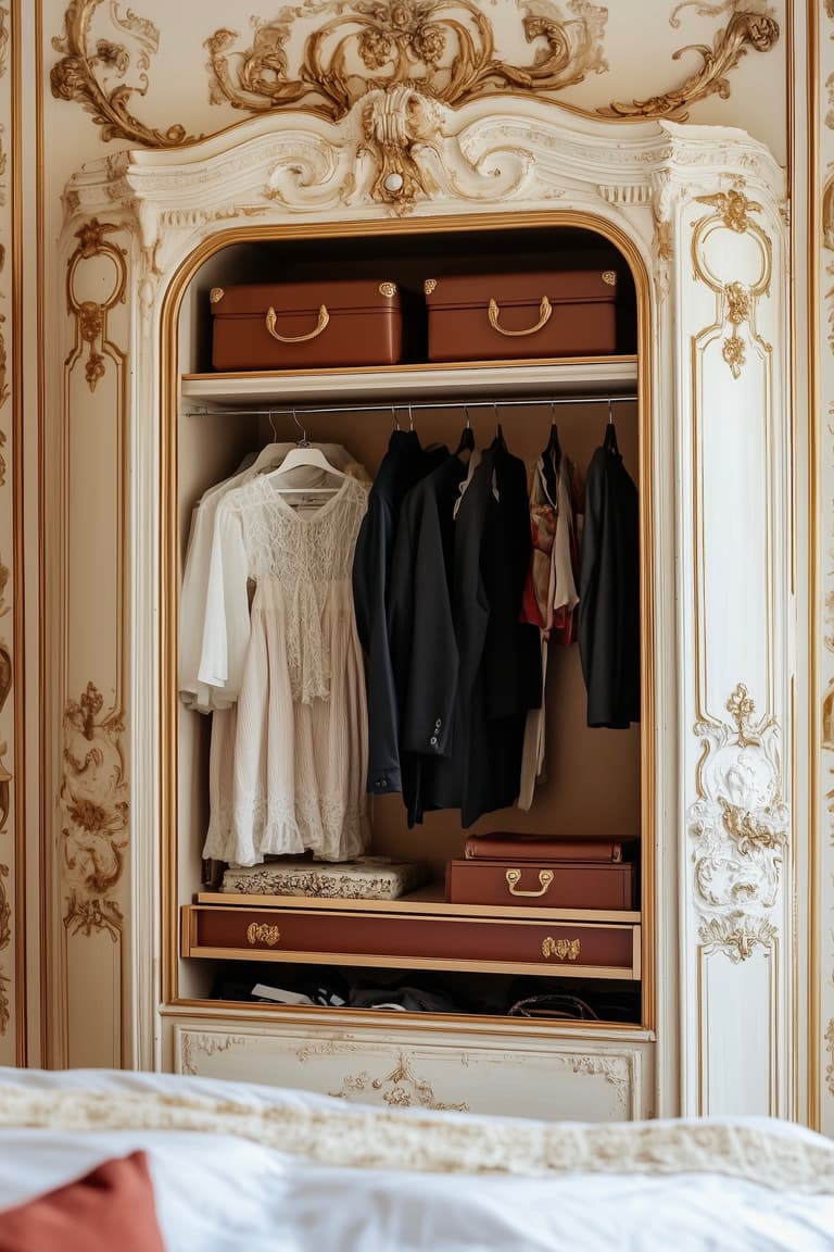 penderie ouverte façon mobilier français louis XVI