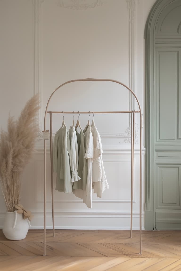 portant bois chic boutique enfant mur vert moulures