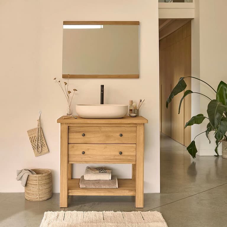 bois recyclé simple salle de bain attenante chambre