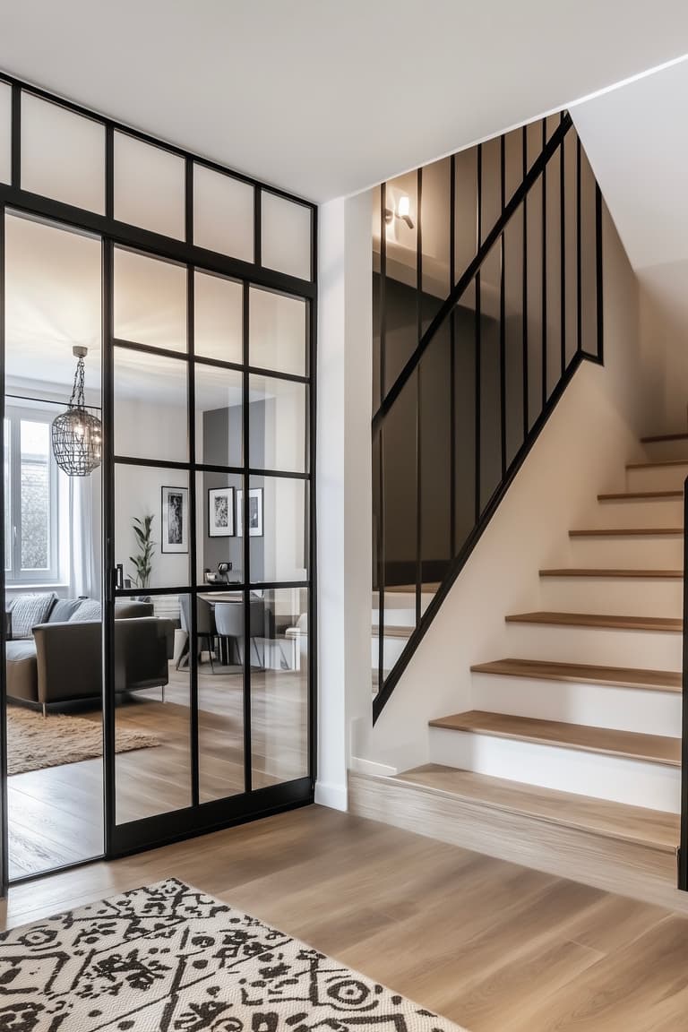 verrière fenêtre miroir acier métal noir structure