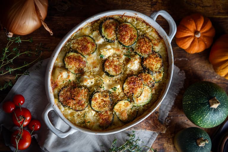 Gratin quinoa légumes rôtis feta