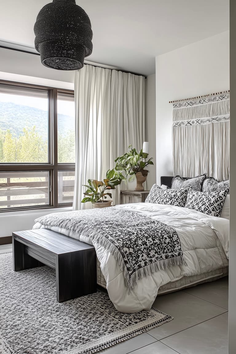 chambre noire blanc bohème