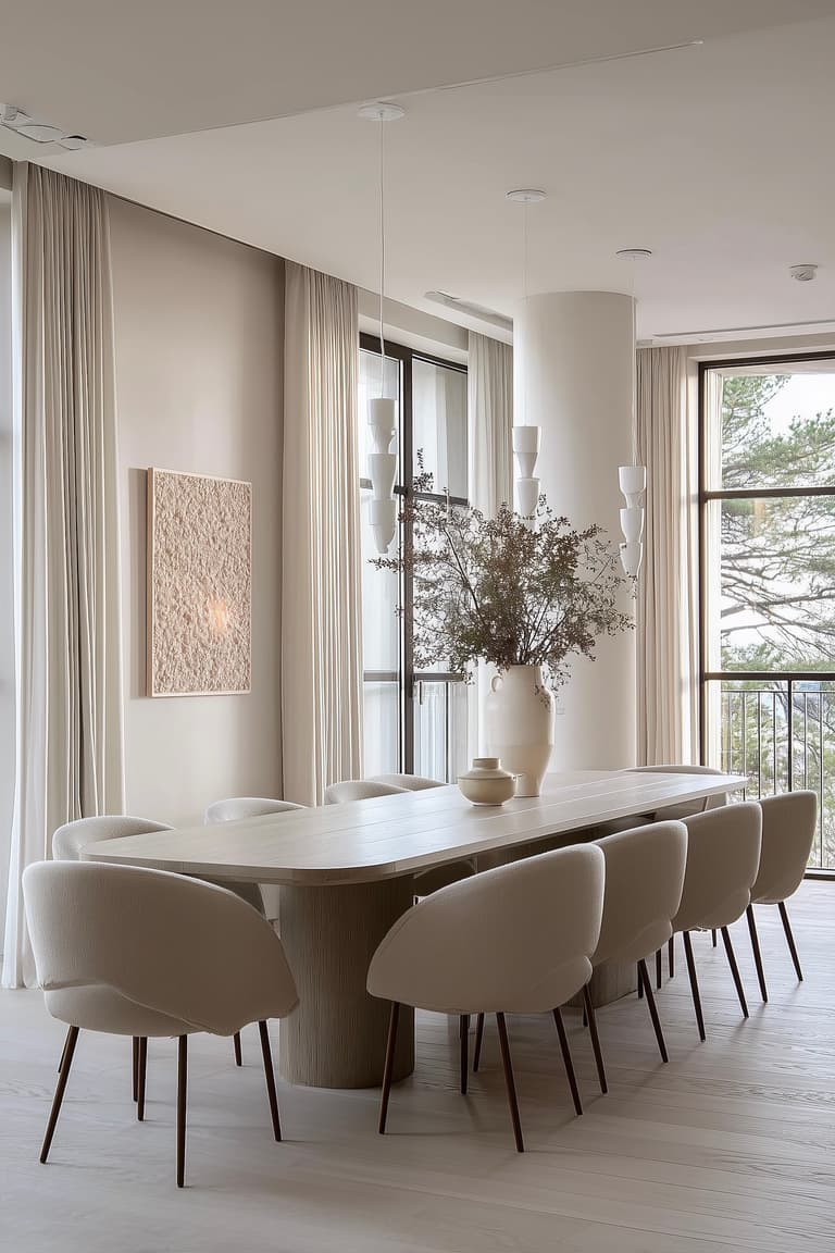 salle à manger chic longueur matière luxe