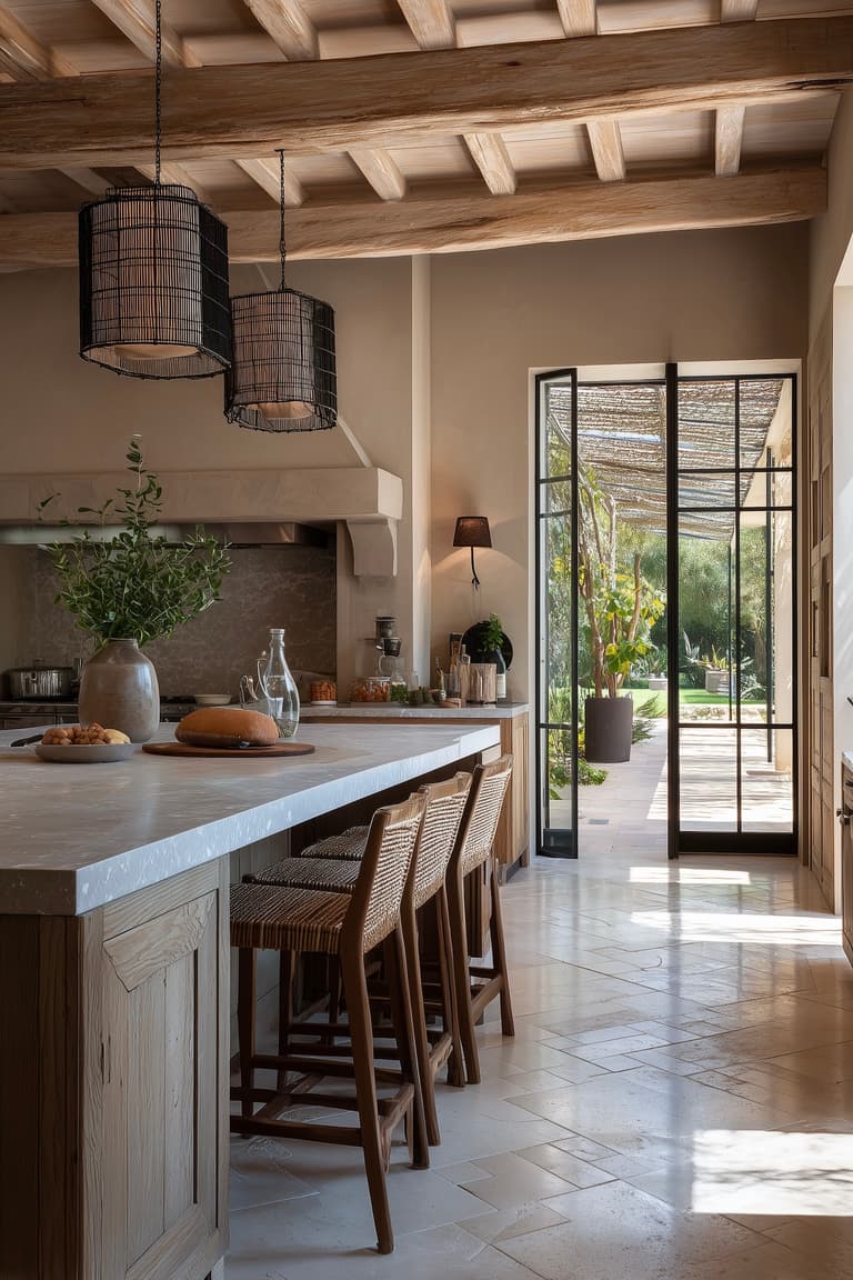 cuisine familiale campagne cottage ilot central repas