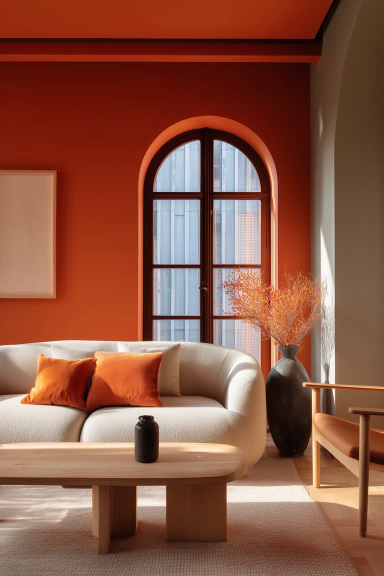 décoration salon rose orange inspiration danoise