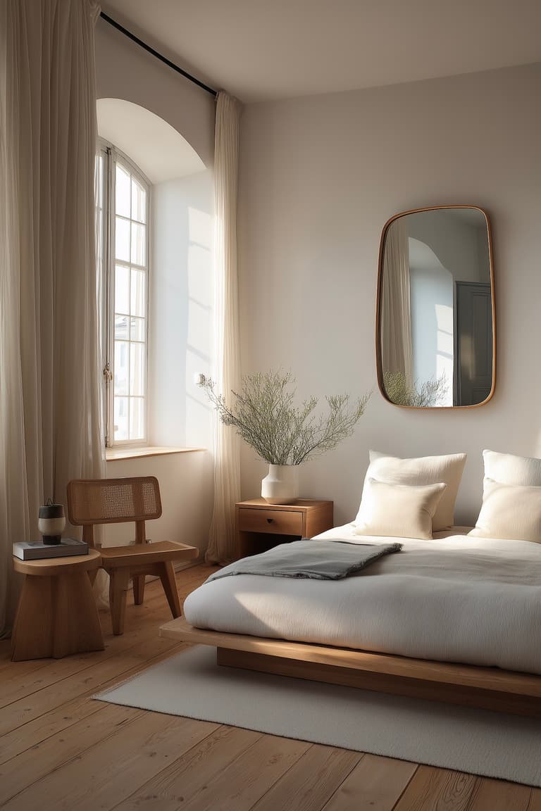 chambre couleurs neutres bois design lisse