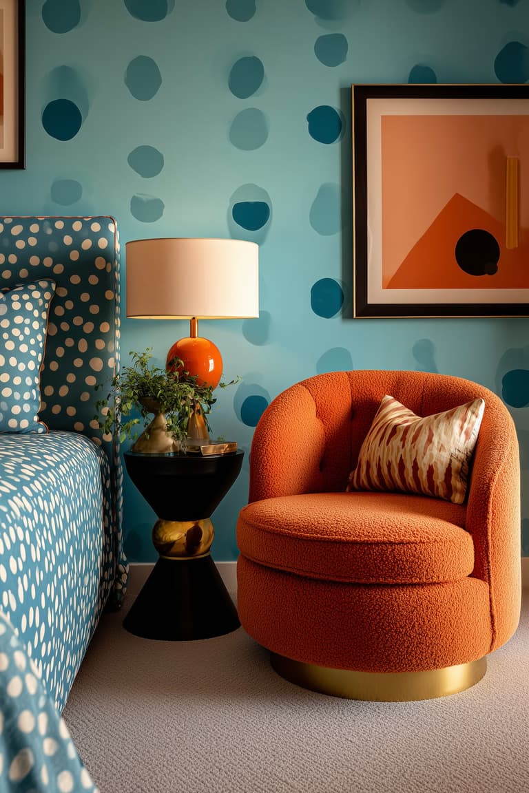 fauteuil pop texture bouclette motifs graphiques