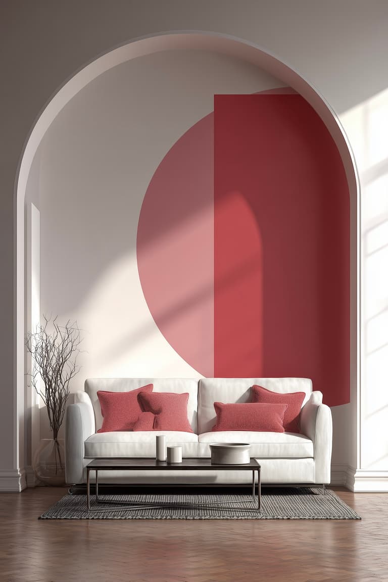 déco murale graphique arche peinte terracotta moderne