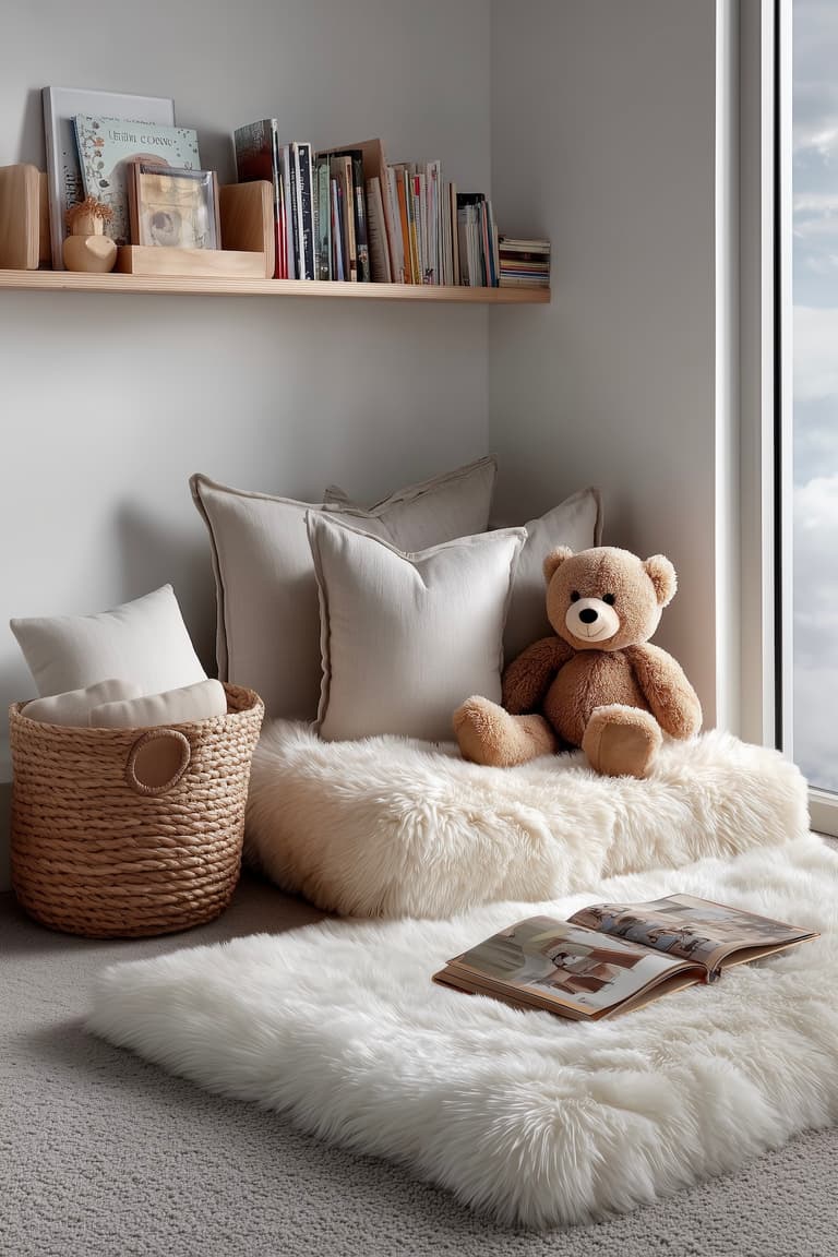 idée déco aménagement pouf espace lecture crèche