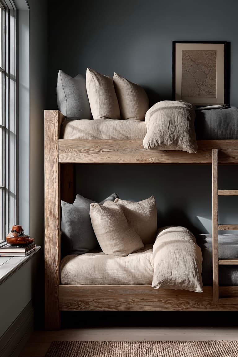 mur gris foncé farrow mobilier bois brut massif