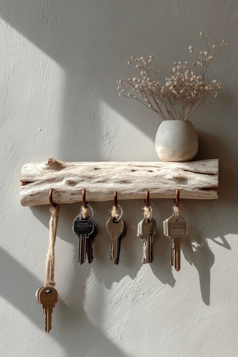 porte-clé mural branche arbre bois flotté à faire soi-même