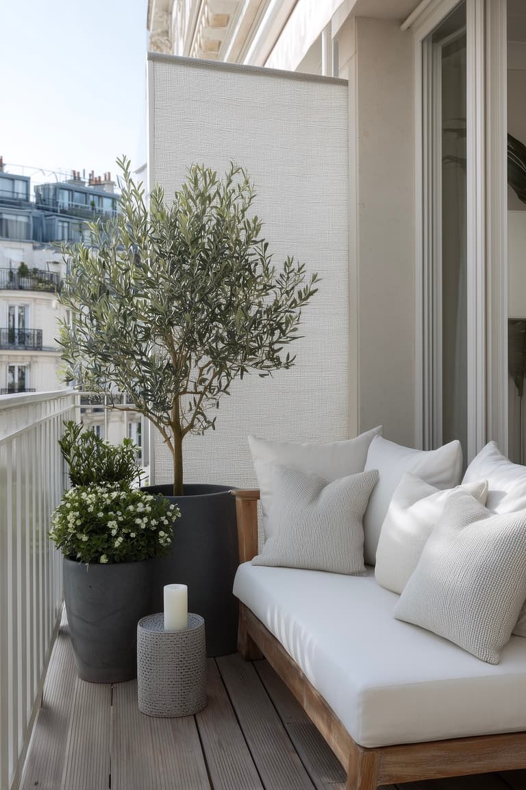 Balcon urbain séparation toile occultante retractable uv