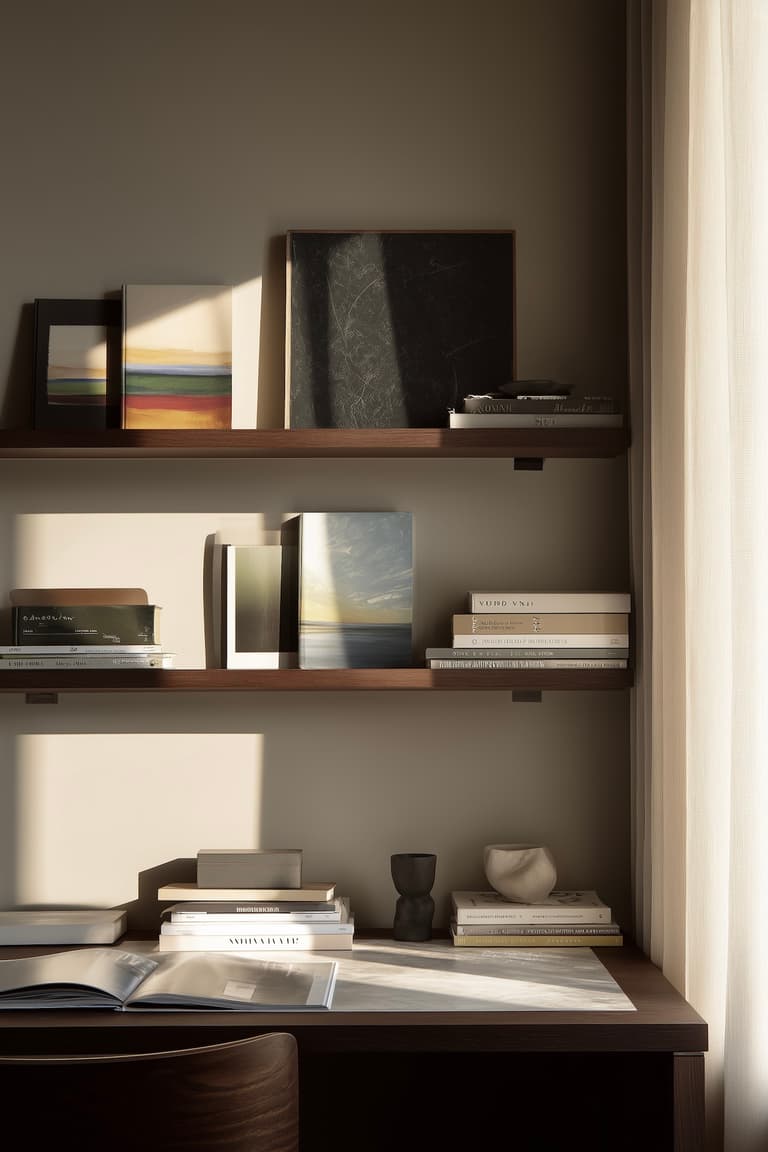 bureau minimaliste bois acajou déco masculine