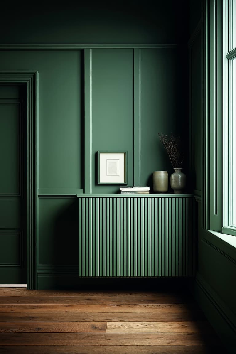 cache-radiateur vert ton sur ton lames verticales