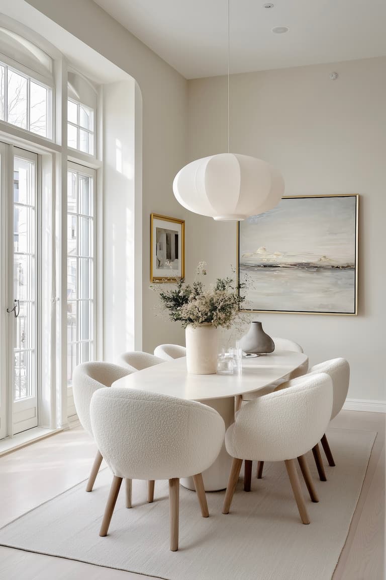 idée décoration salle à manger écru blanc cassé hygge