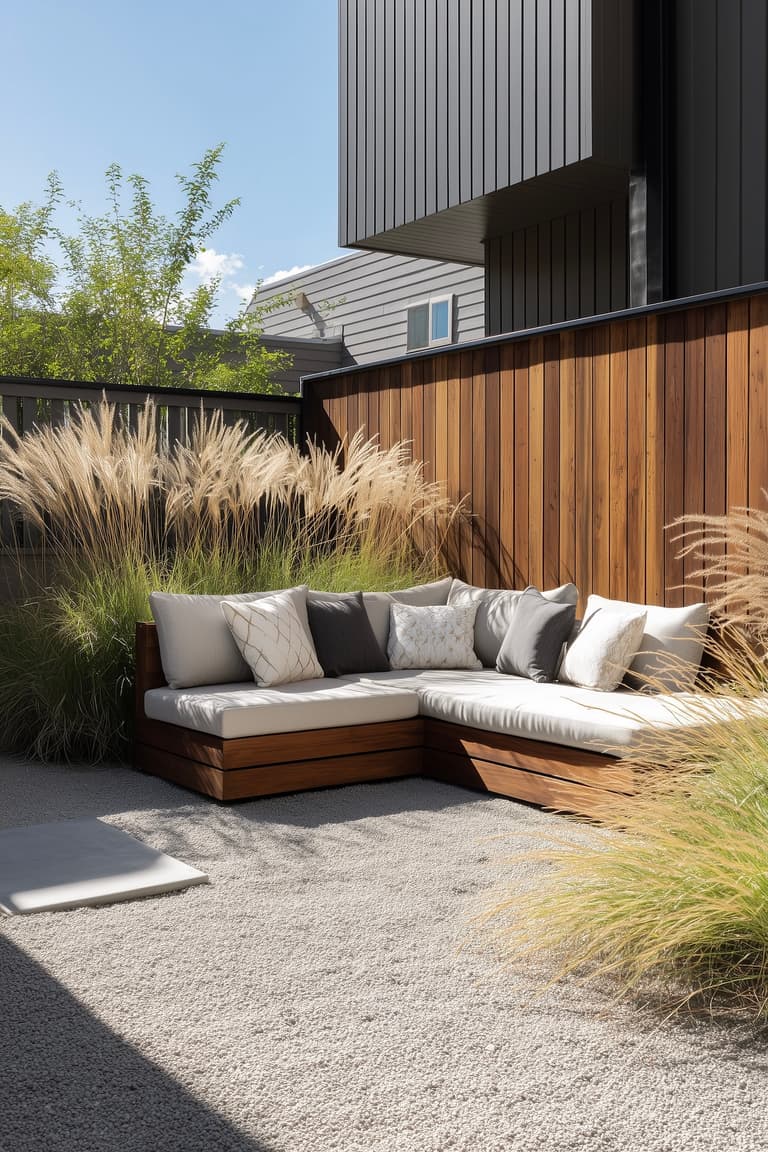 Jardin contemporain panneau bois occultation