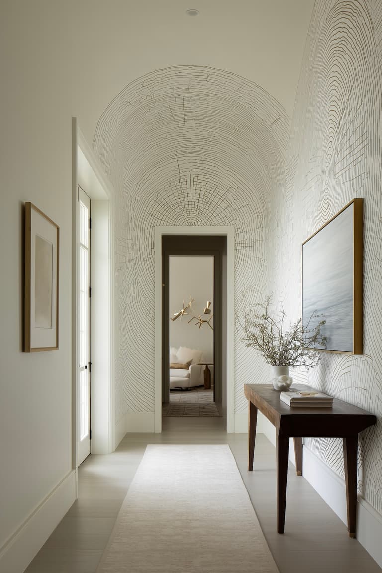 papier peint illusion bois matière petite entrée déco zen