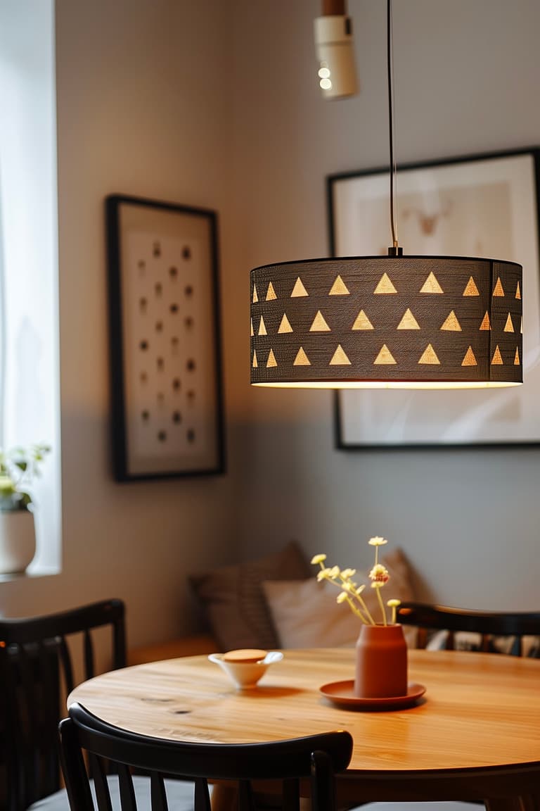 suspension noire triangle doré luminaire scandinave