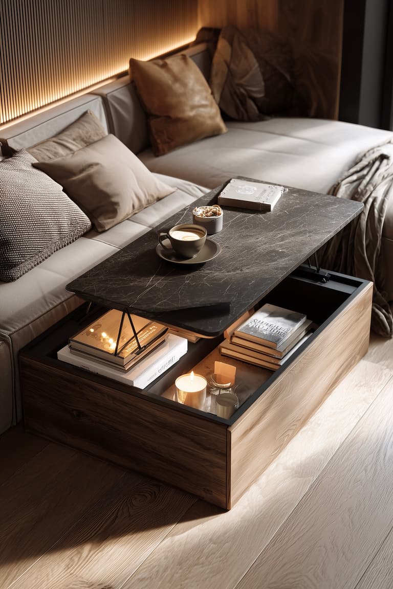 table basse coffre bois rangement multifonction