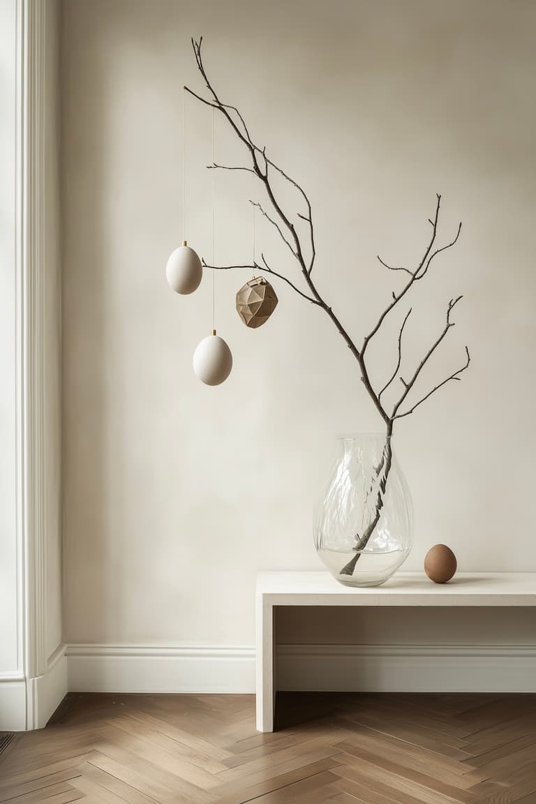 branche déco printemps suspendus vase verre