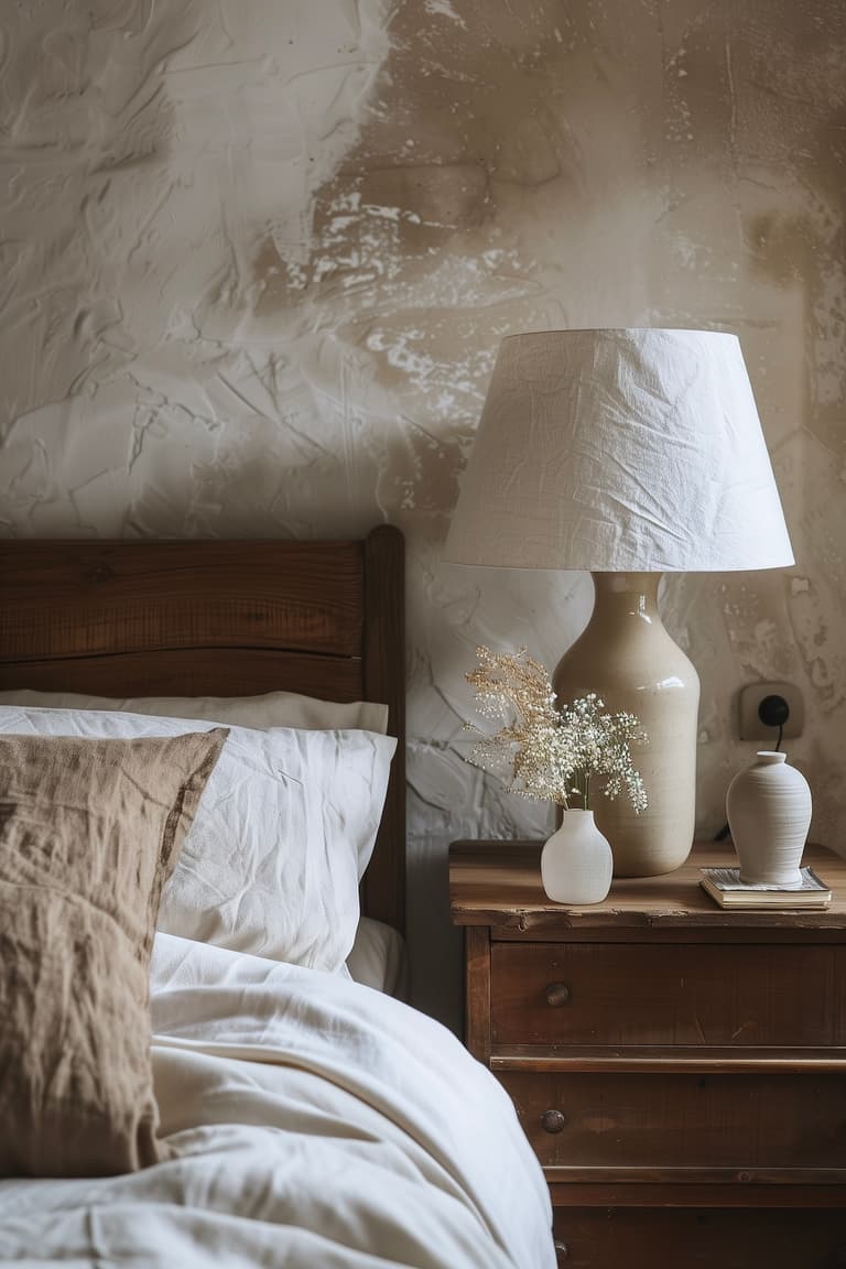 lampe céramique vintage abat-jour lin