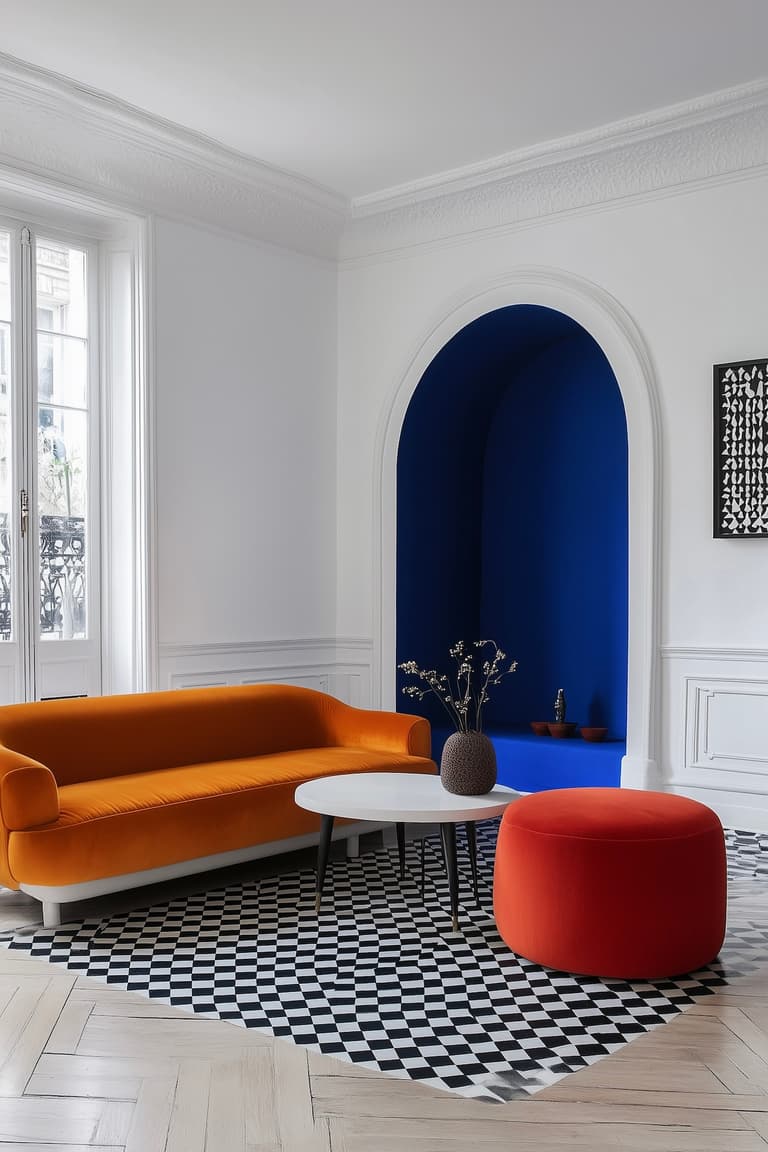 optimisation circulation petit salon parisien couleurs pop