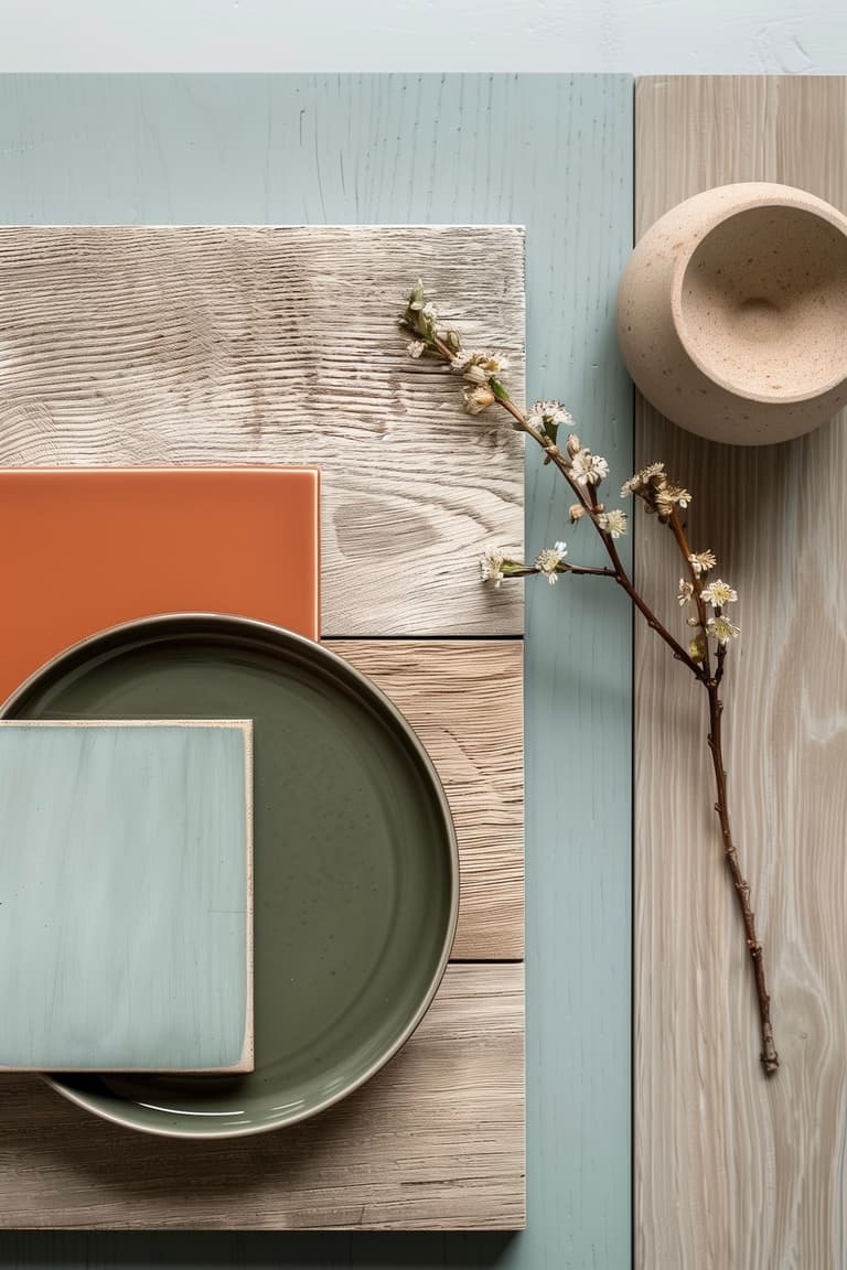 palette nordique matériaux rénovation sauge terre bois