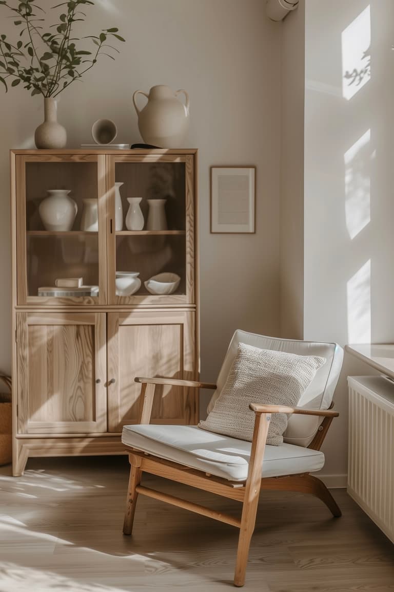 rénovation vaisselier bois brut scandinave vitrine