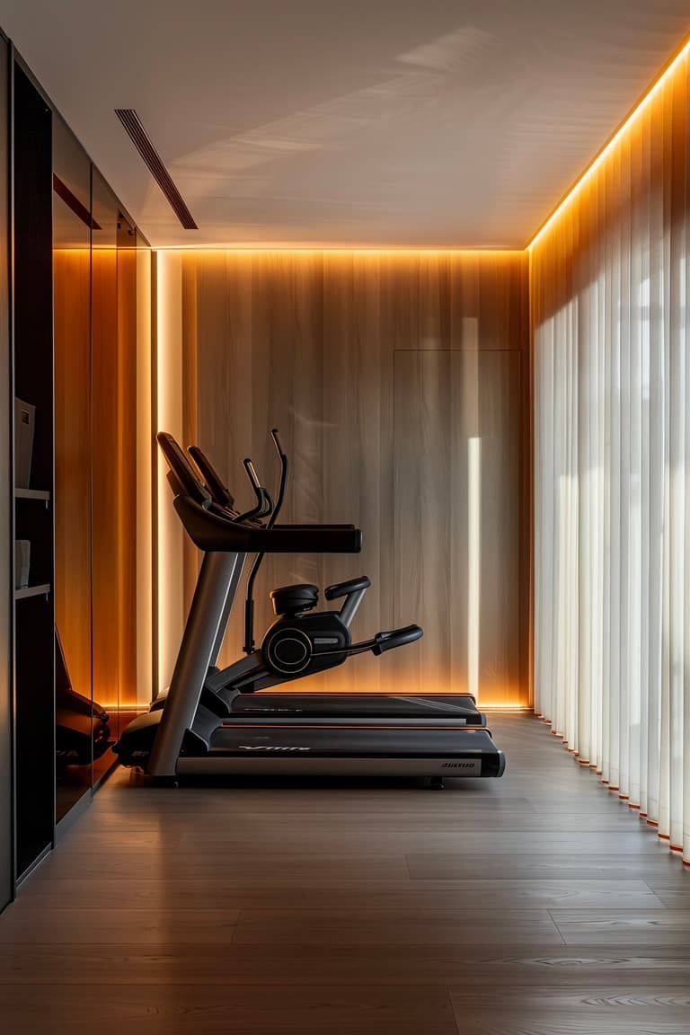 aménager salle sport maison led design tapis course moderne