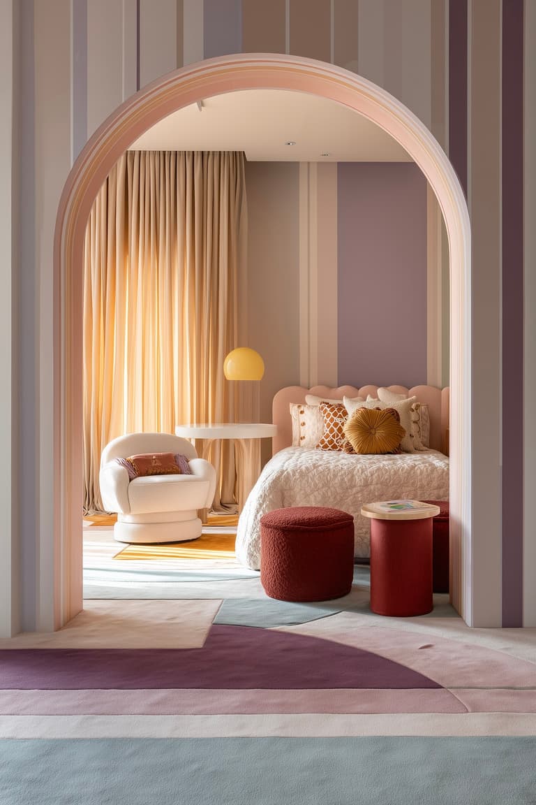 chambre enfant arche rayures pastel déco design tendance