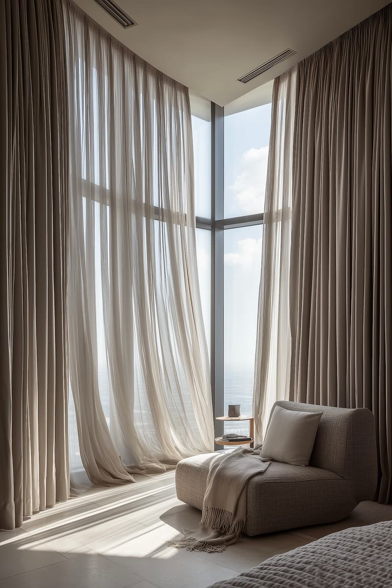 comment décorer fenêtre géante appartement moderne vue mer