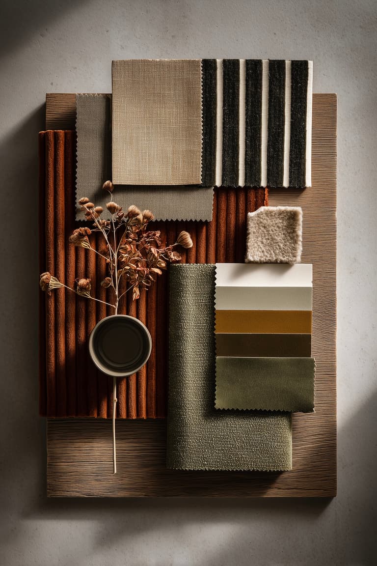 palette textile rayures lin tons chaleureux