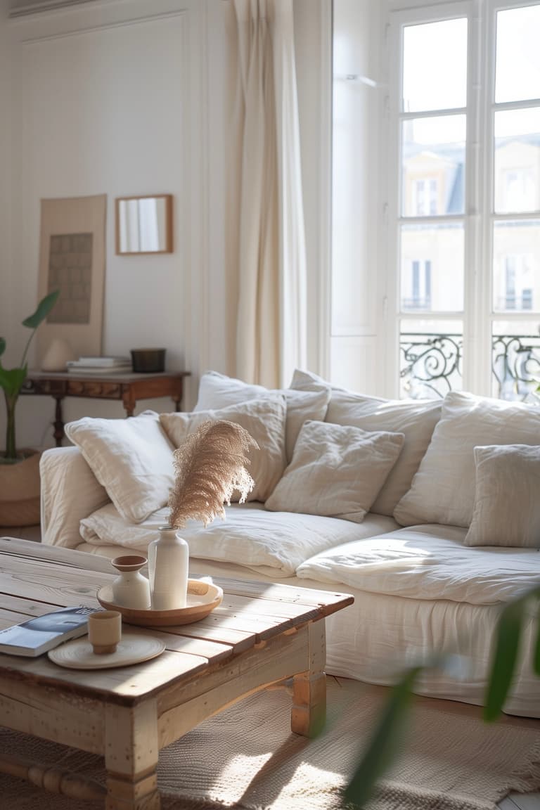 salon lumineux petit budget minimaliste chaleureux